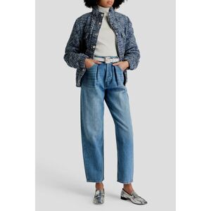 Maje Paris High Rise Tapered Jeans Pleated Denim Blue Cotton Sustainable Size 6